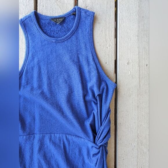 Ted Baker Cobalt Blue Livviaa Draped‎ Knit Sleeveless Mini Dress Size Large - Picture 6 of 10